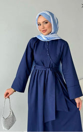 فستان صيفي بارد ازرار مايل مع ربطة عالخصر ببيونة