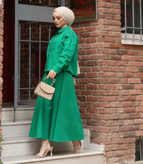 طقم تنورة يوجاكيت اخضر💚