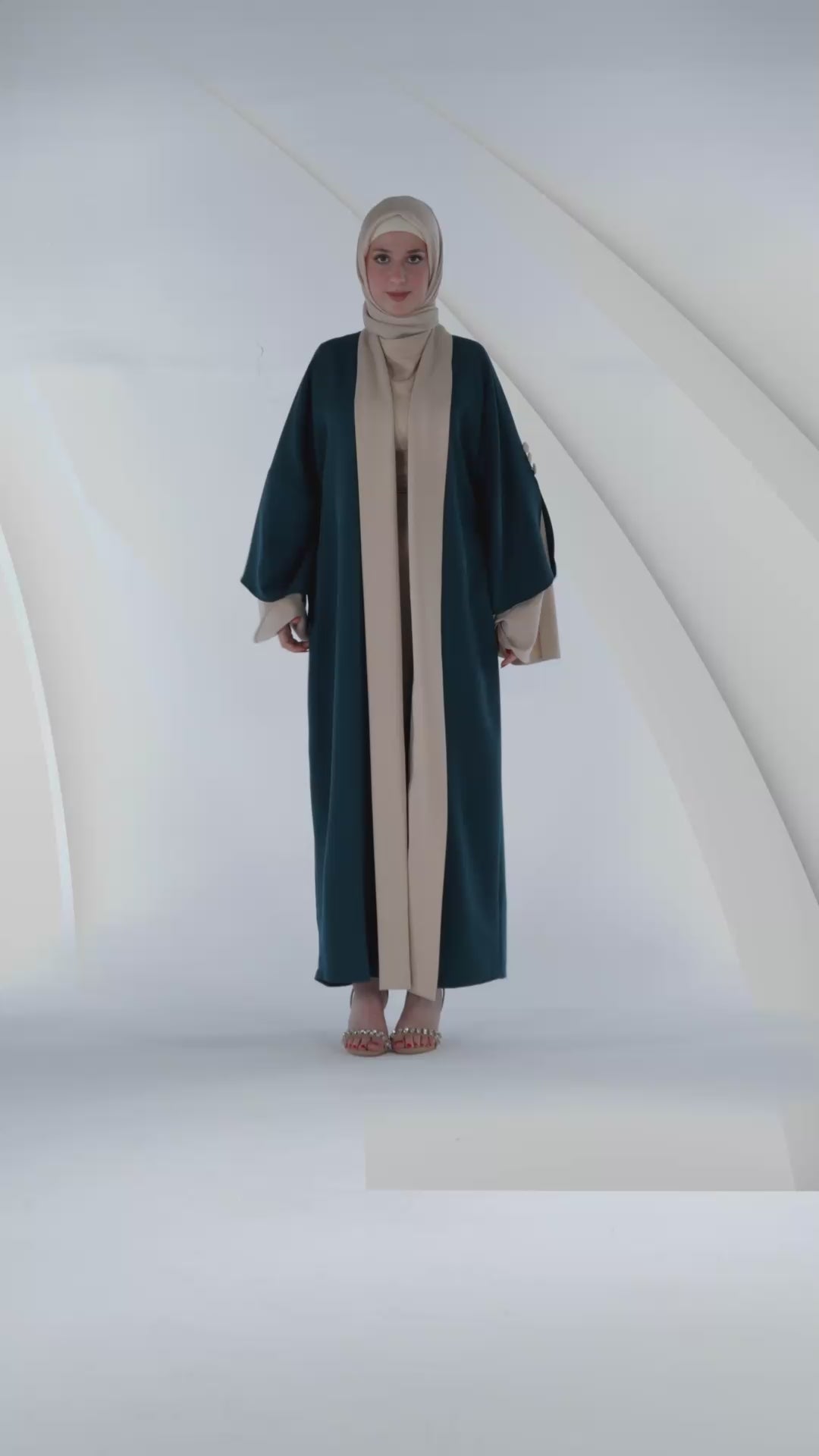 عباي قطعتين لون اخضر