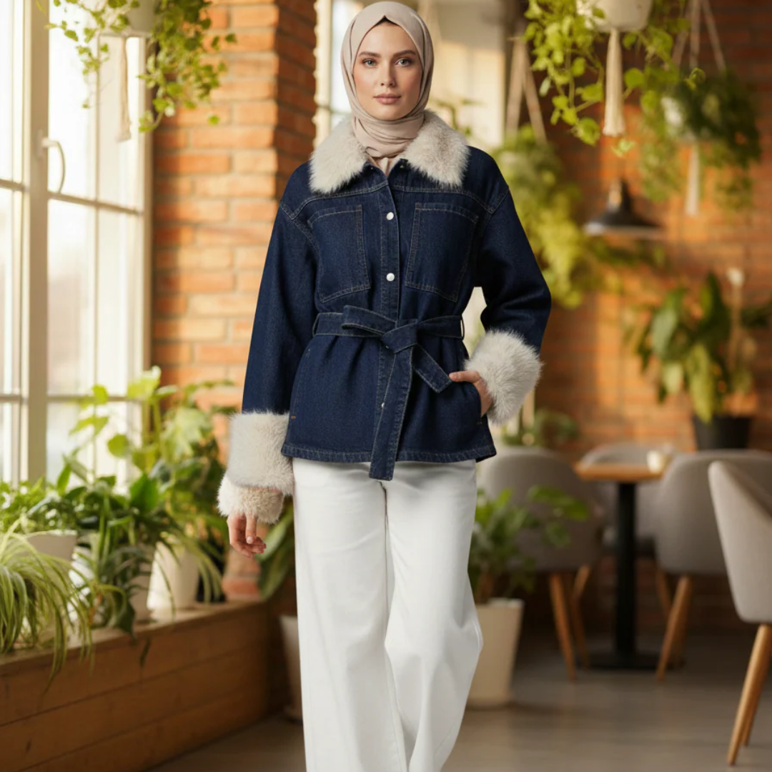 جاكيت جينز مع حزام