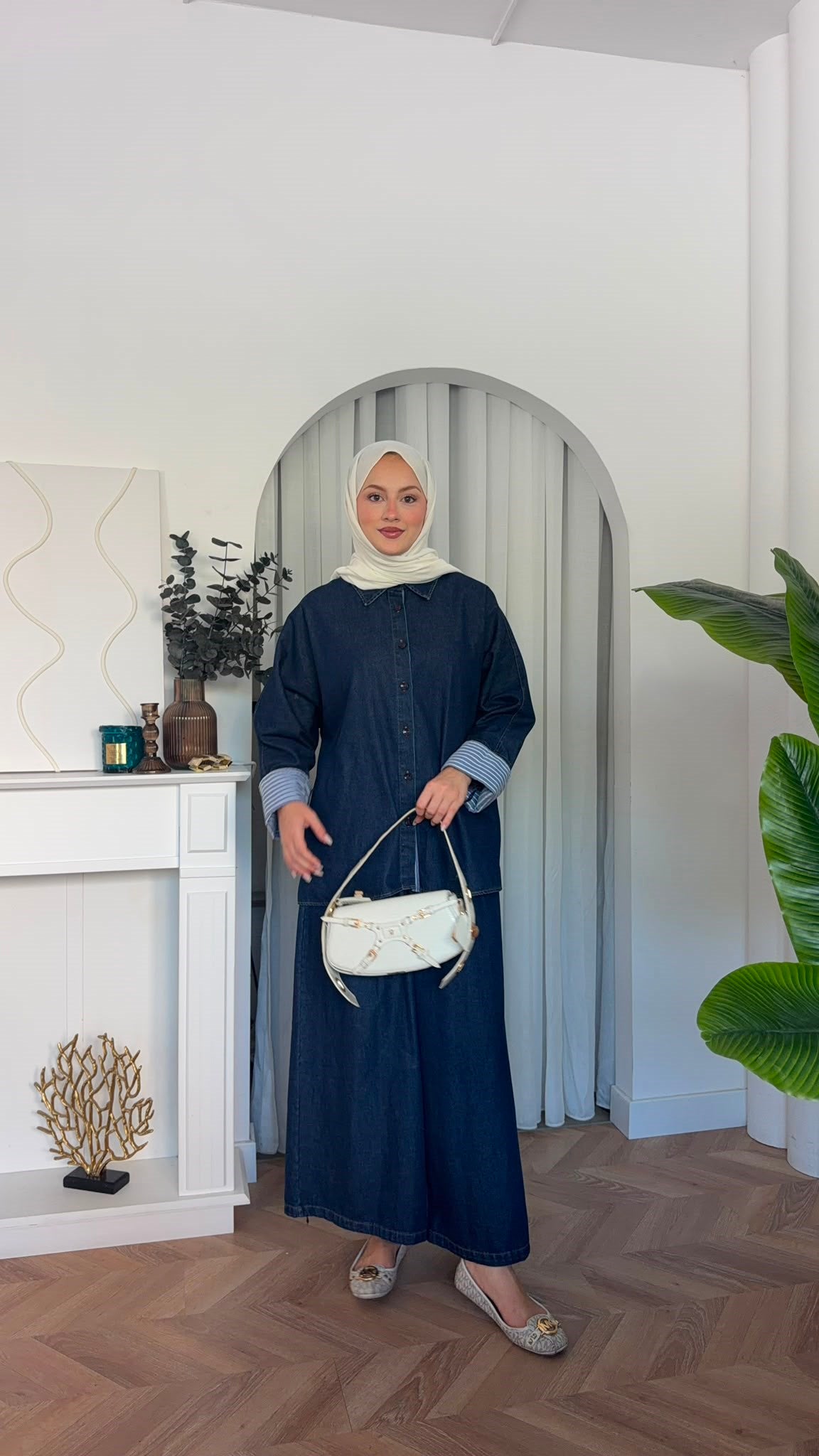 طقم جينز  الكم قميص