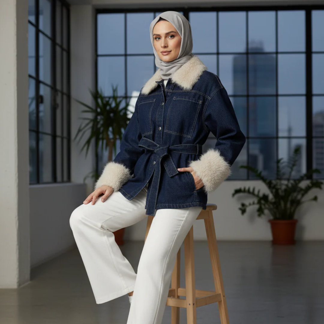 جاكيت جينز مع حزام