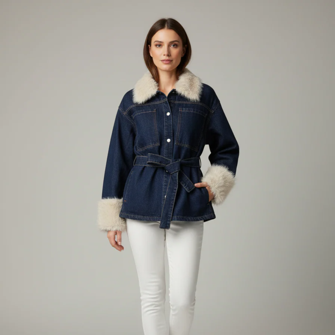 جاكيت جينز مع حزام