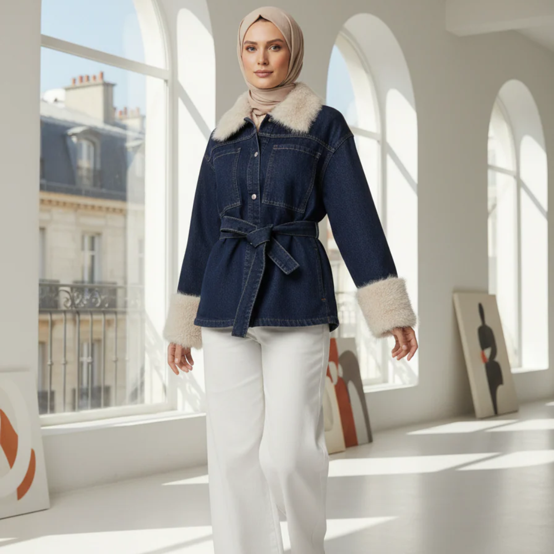 جاكيت جينز مع حزام