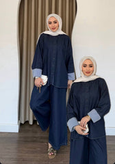 طقم جينز  الكم قميص