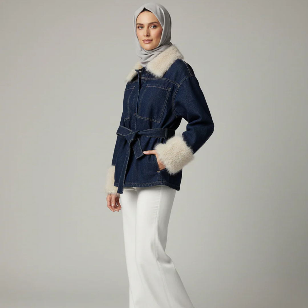 جاكيت جينز مع حزام