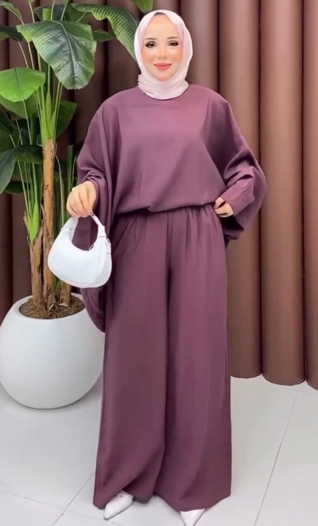 طقم مودال   بلوزة واسعة وبنطلون 2