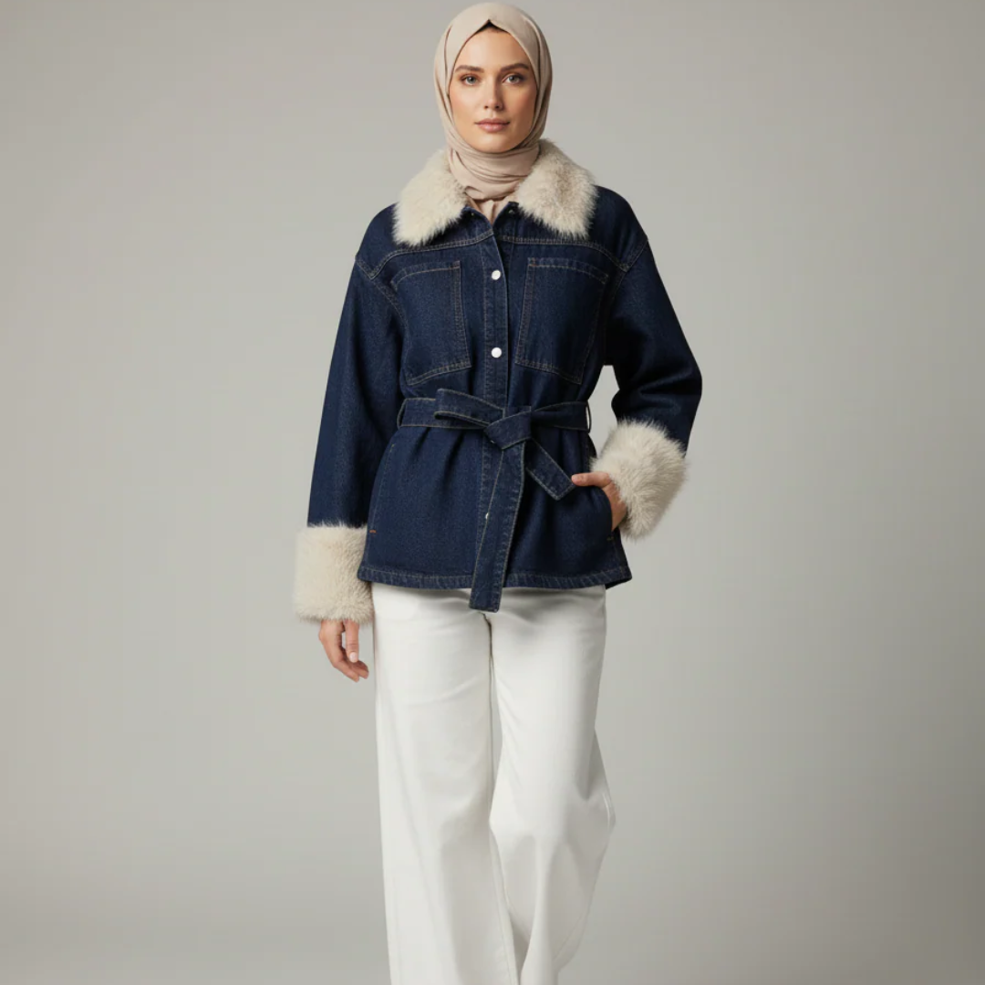 جاكيت جينز مع حزام