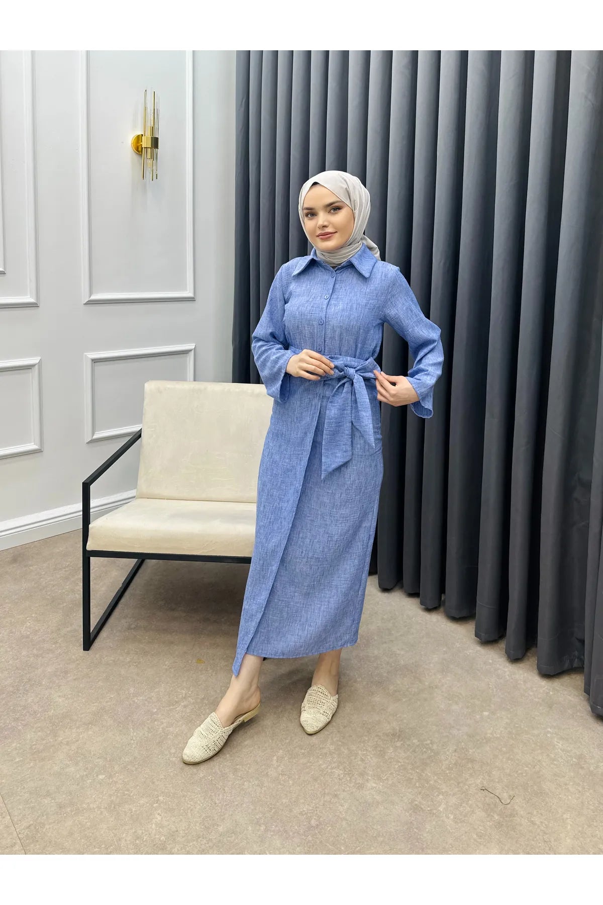 طقم تنورة ربطة مع قميص