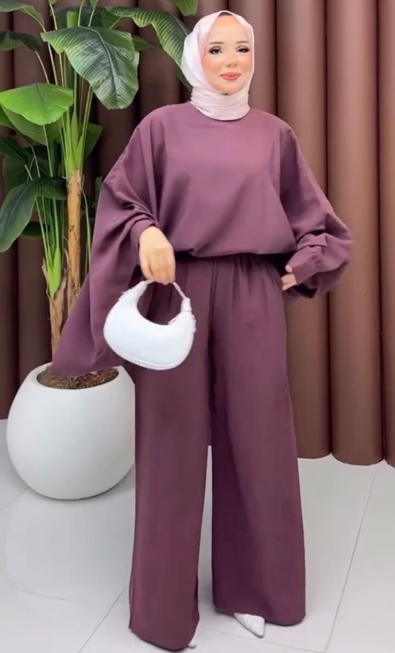 طقم مودال   بلوزة واسعة وبنطلون 2
