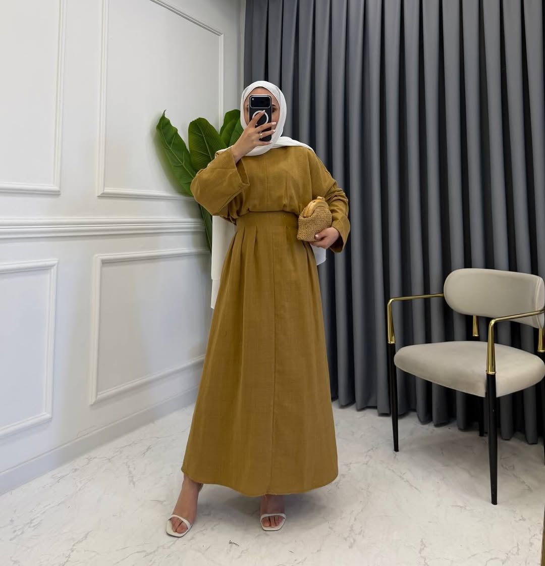 فستان بولين مع شدة عالخصر