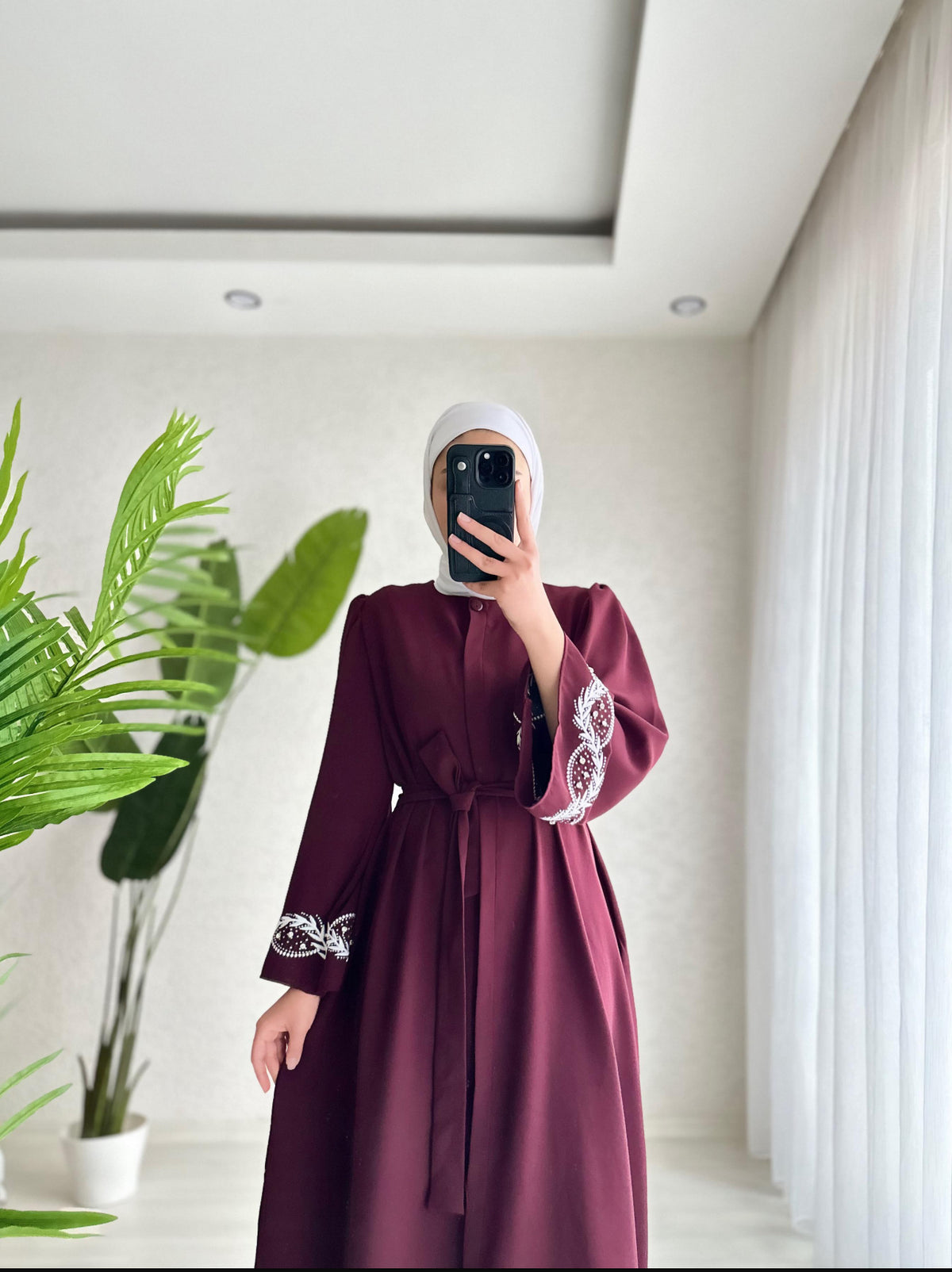 عبايه  بسترس ورق شجر