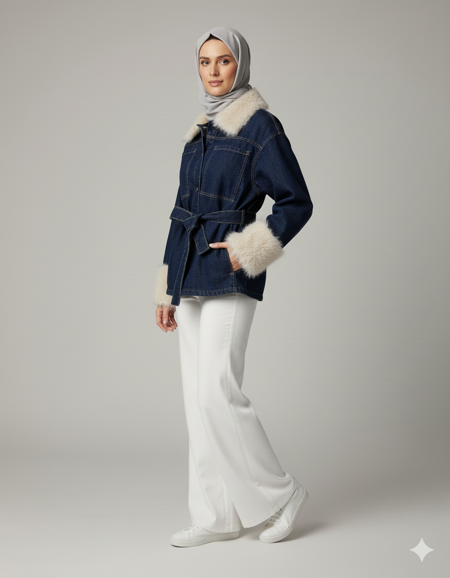 جاكيت جينز مع حزام