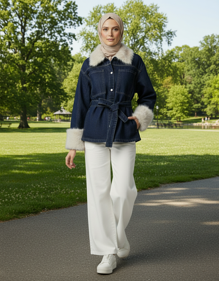 جاكيت جينز مع حزام