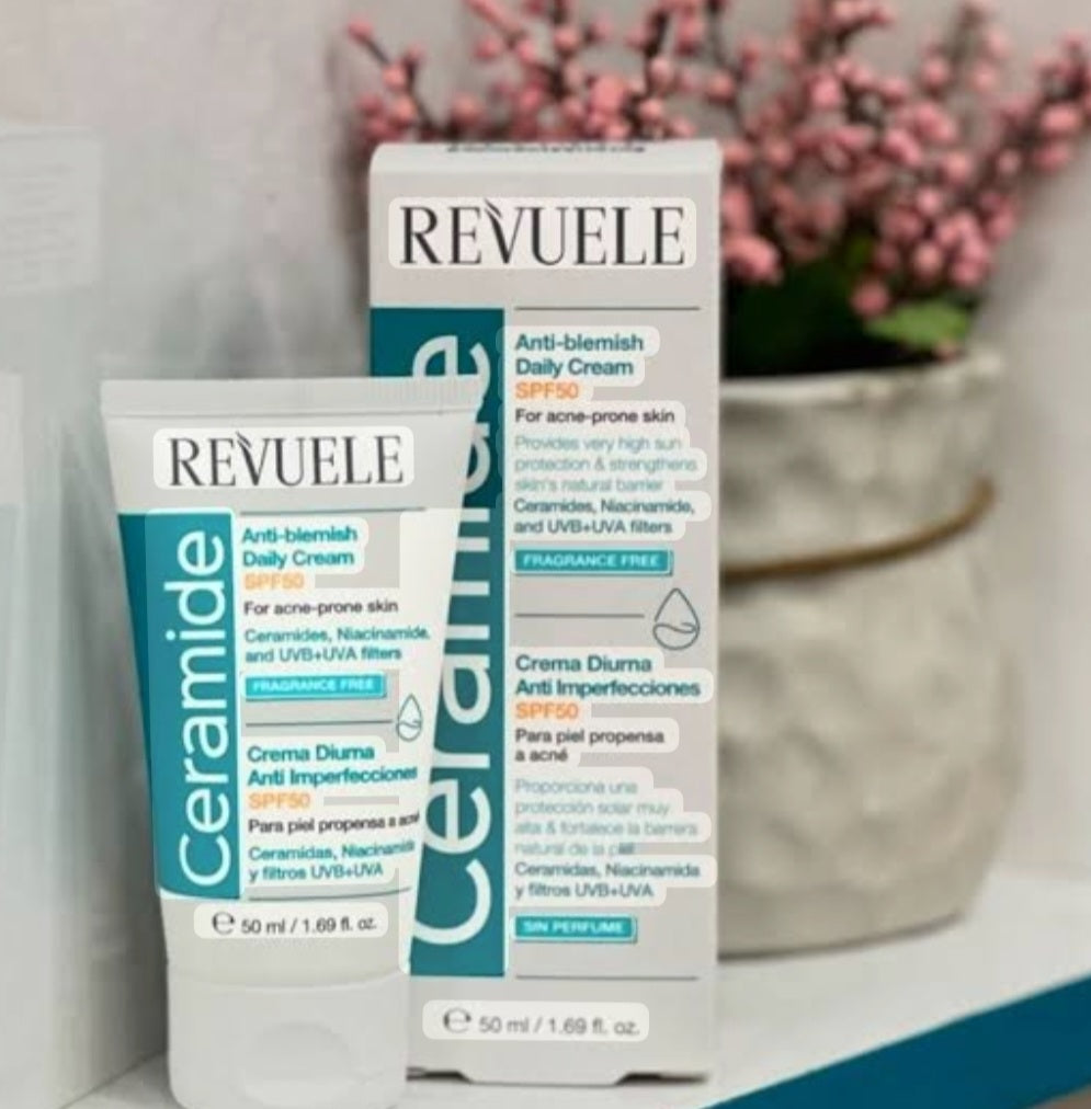 كريم بشرة وواقي شمس من شركة REVULE للبشرة التي تحتوي على حبوب وتصبغات